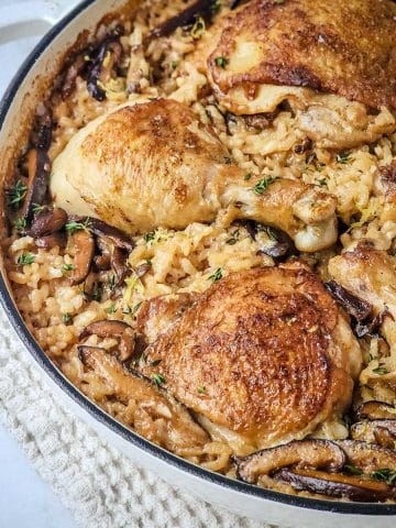 One pot chicken and creamy shiitake risotto - featured image.